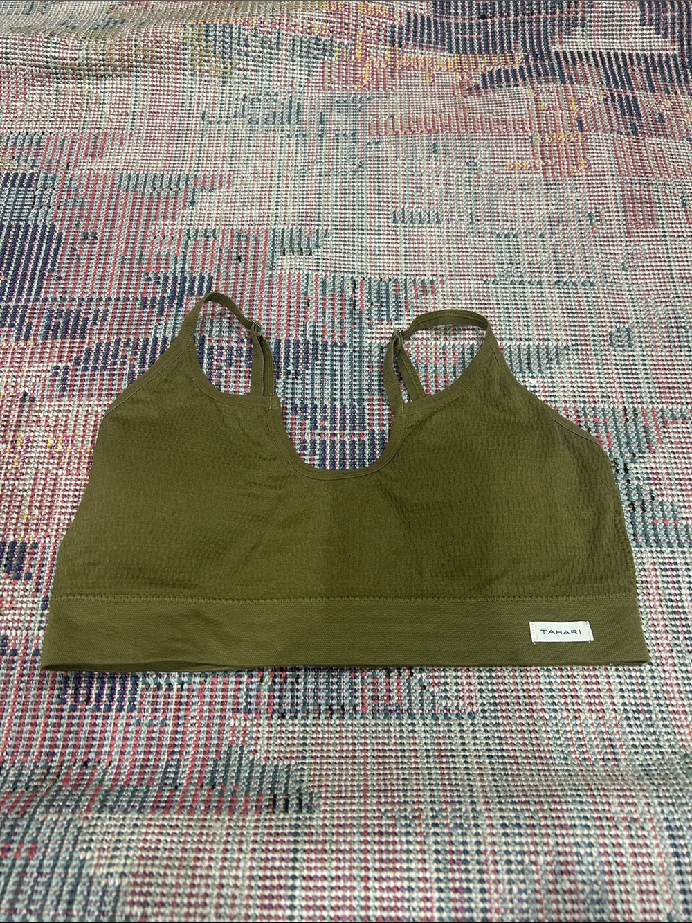 Tahari Olive Ribbed Scoop-Neck Bralette